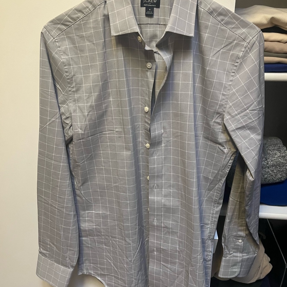 J. Crew Men's Grey Checkered Shirt - Unworn